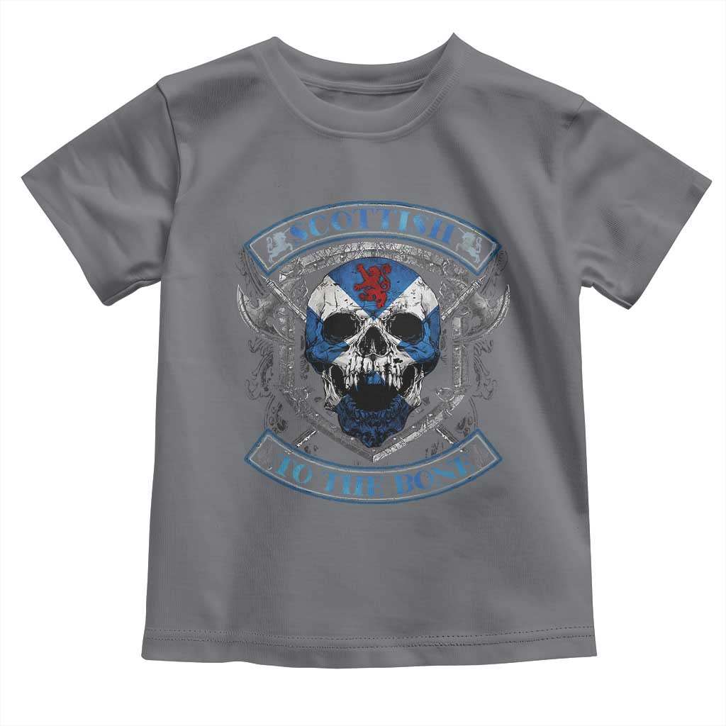 Funny Scottish Viking Toddler T Shirt Scottish To The Bone Vintage Scottish Lion Rampant Flag Skull