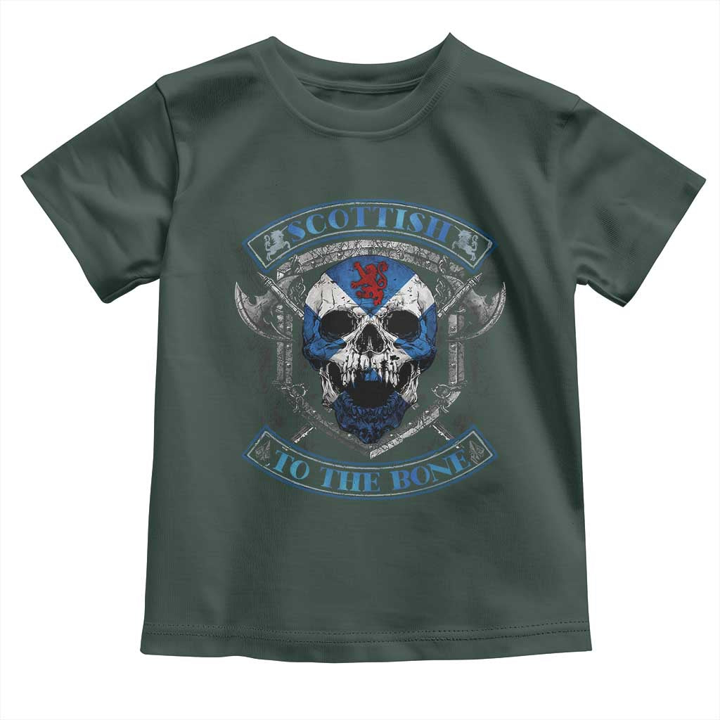 Funny Scottish Viking Toddler T Shirt Scottish To The Bone Vintage Scottish Lion Rampant Flag Skull