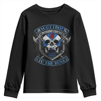 Funny Scottish Viking Youth Sweatshirt Scottish To The Bone Vintage Scottish Lion Rampant Flag Skull