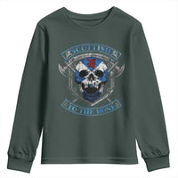 Funny Scottish Viking Youth Sweatshirt Scottish To The Bone Vintage Scottish Lion Rampant Flag Skull