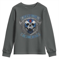 Funny Scottish Viking Youth Sweatshirt Scottish To The Bone Vintage Scottish Lion Rampant Flag Skull