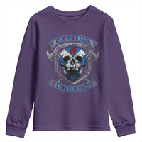 Funny Scottish Viking Youth Sweatshirt Scottish To The Bone Vintage Scottish Lion Rampant Flag Skull