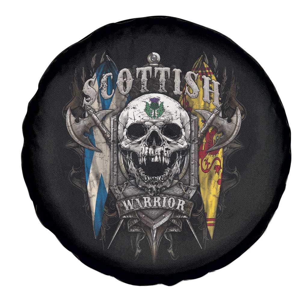 Scottish Warrior Spare Tire Cover Vintage Skull Celtic Cross Scottish Lion Rampant Flag