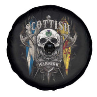 Scottish Warrior Spare Tire Cover Vintage Skull Celtic Cross Scottish Lion Rampant Flag