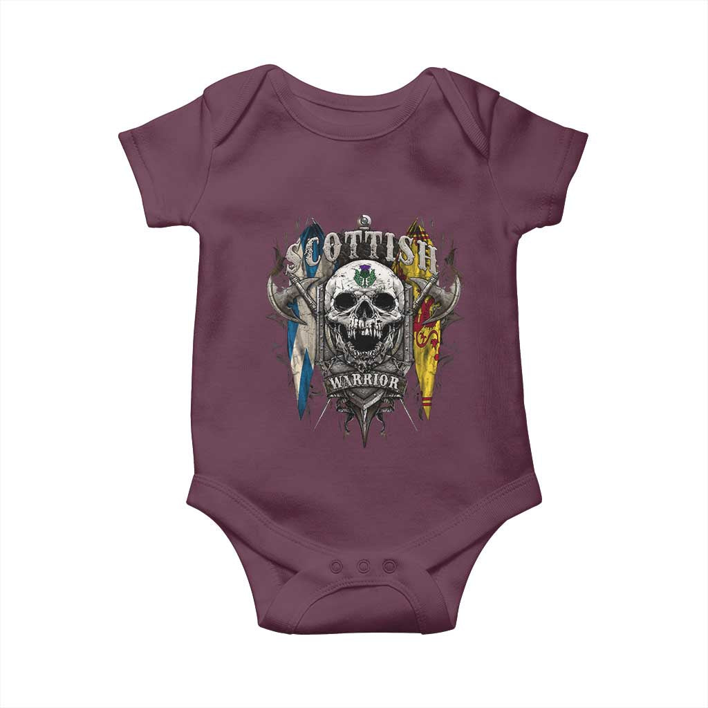 Scottish Warrior Baby Onesie Vintage Skull Celtic Cross Scottish Lion Rampant Flag
