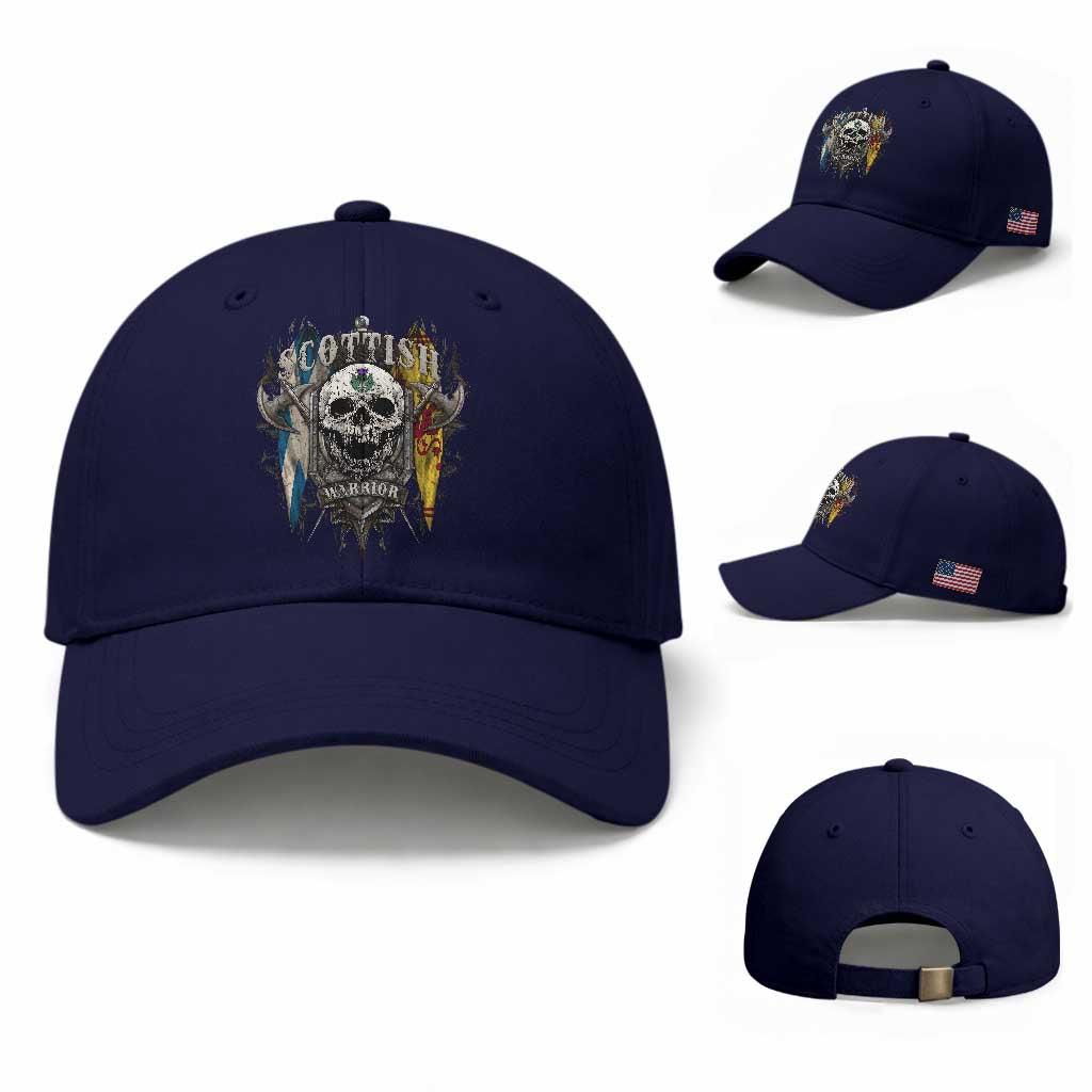 Scottish Warrior Baseball Cap Vintage Skull Celtic Cross Scottish Lion Rampant Flag