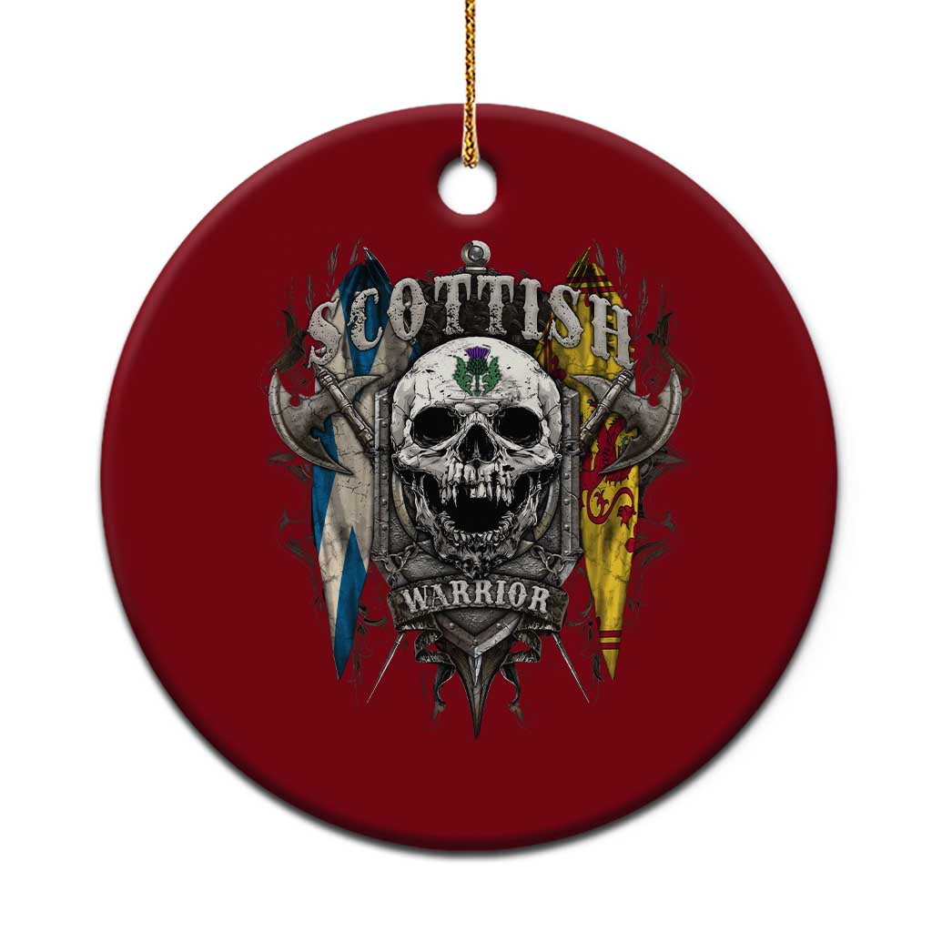 Scottish Warrior Ceramic Ornament Vintage Skull Celtic Cross Scottish Lion Rampant Flag - Wonder Print Shop