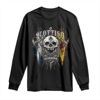 Scottish Warrior Long Sleeve Shirt Vintage Skull Celtic Cross Scottish Lion Rampant Flag