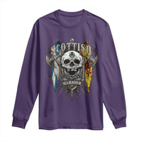 Scottish Warrior Long Sleeve Shirt Vintage Skull Celtic Cross Scottish Lion Rampant Flag