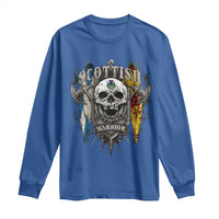 Scottish Warrior Long Sleeve Shirt Vintage Skull Celtic Cross Scottish Lion Rampant Flag