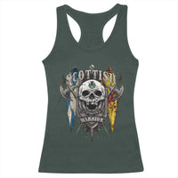 Scottish Warrior Racerback Tank Top Vintage Skull Celtic Cross Scottish Lion Rampant Flag