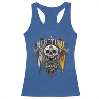 Scottish Warrior Racerback Tank Top Vintage Skull Celtic Cross Scottish Lion Rampant Flag