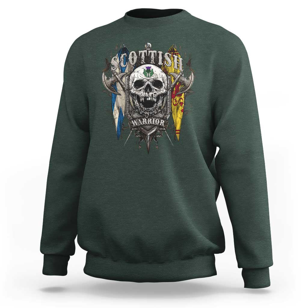 Scottish Warrior Sweatshirt Vintage Skull Celtic Cross Scottish Lion Rampant Flag