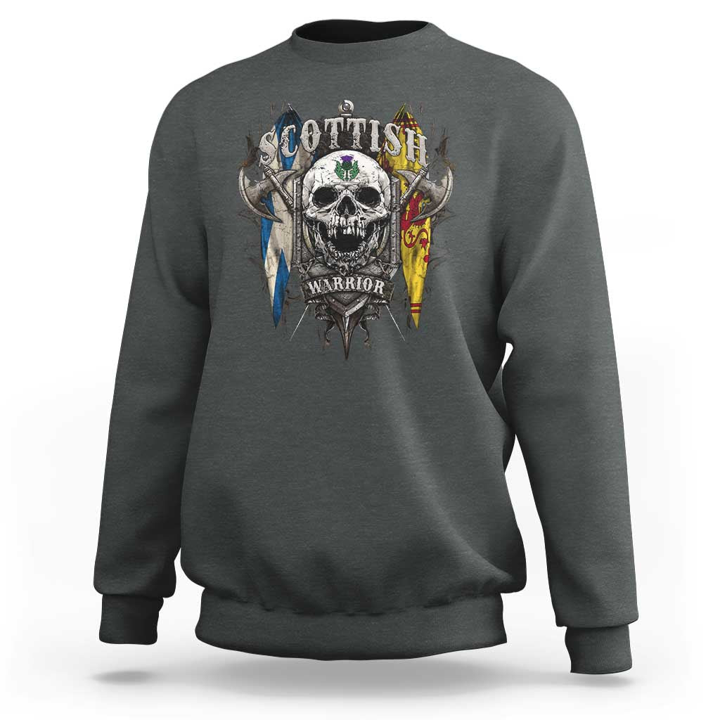 Scottish Warrior Sweatshirt Vintage Skull Celtic Cross Scottish Lion Rampant Flag