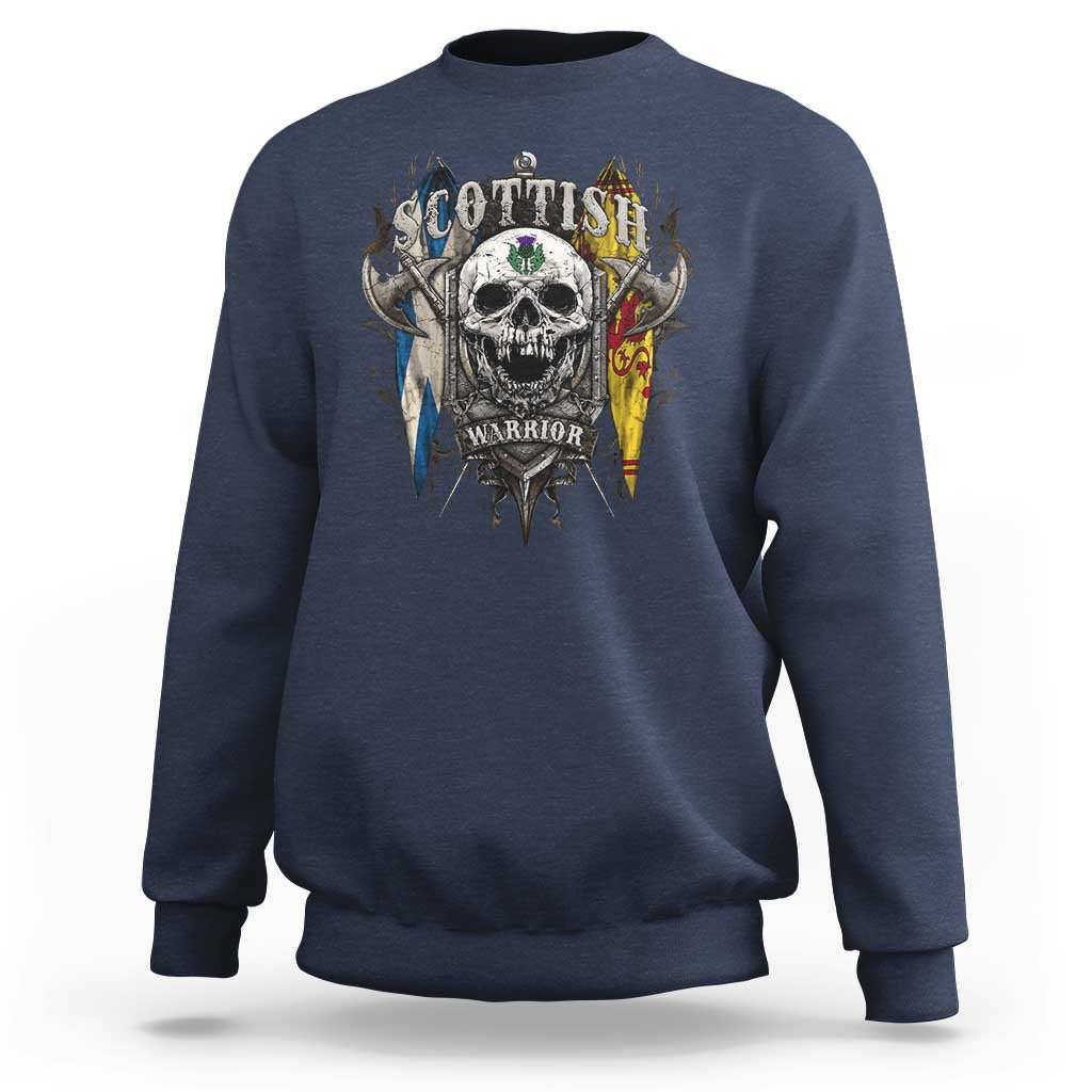 Scottish Warrior Sweatshirt Vintage Skull Celtic Cross Scottish Lion Rampant Flag