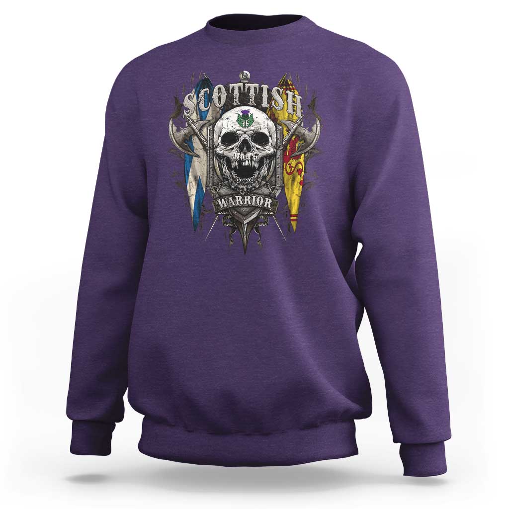 Scottish Warrior Sweatshirt Vintage Skull Celtic Cross Scottish Lion Rampant Flag