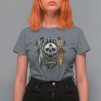 Scottish Warrior T Shirt For Women Vintage Skull Celtic Cross Scottish Lion Rampant Flag