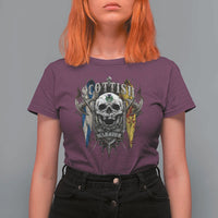 Scottish Warrior T Shirt For Women Vintage Skull Celtic Cross Scottish Lion Rampant Flag