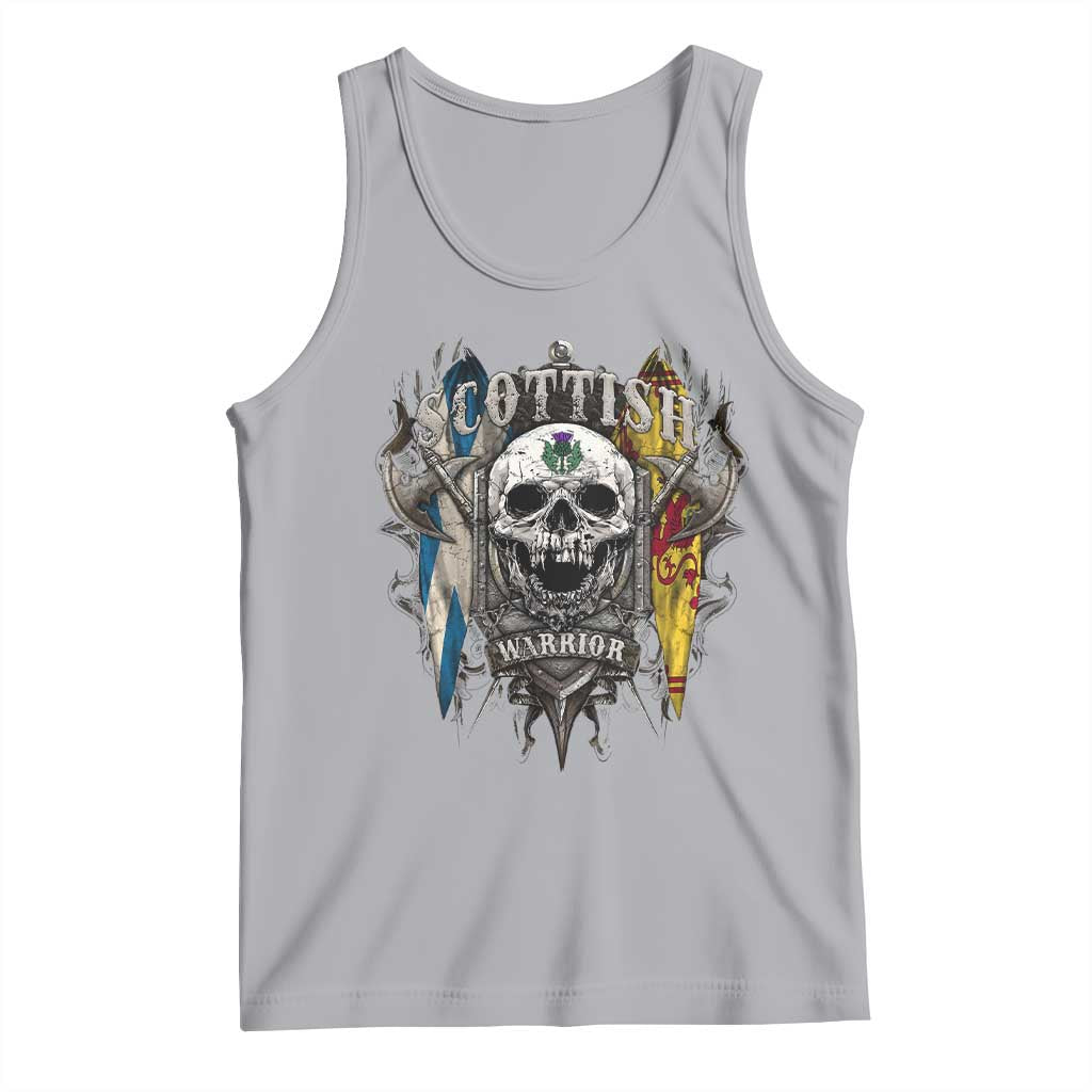 Scottish Warrior Tank Top Vintage Skull Celtic Cross Scottish Lion Rampant Flag