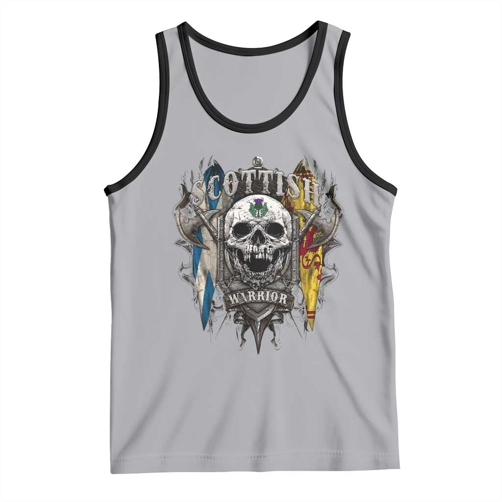 Scottish Warrior Tank Top Vintage Skull Celtic Cross Scottish Lion Rampant Flag