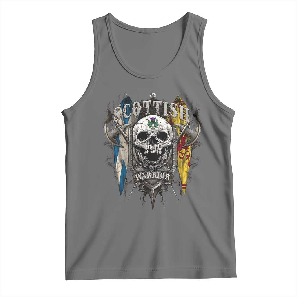 Scottish Warrior Tank Top Vintage Skull Celtic Cross Scottish Lion Rampant Flag