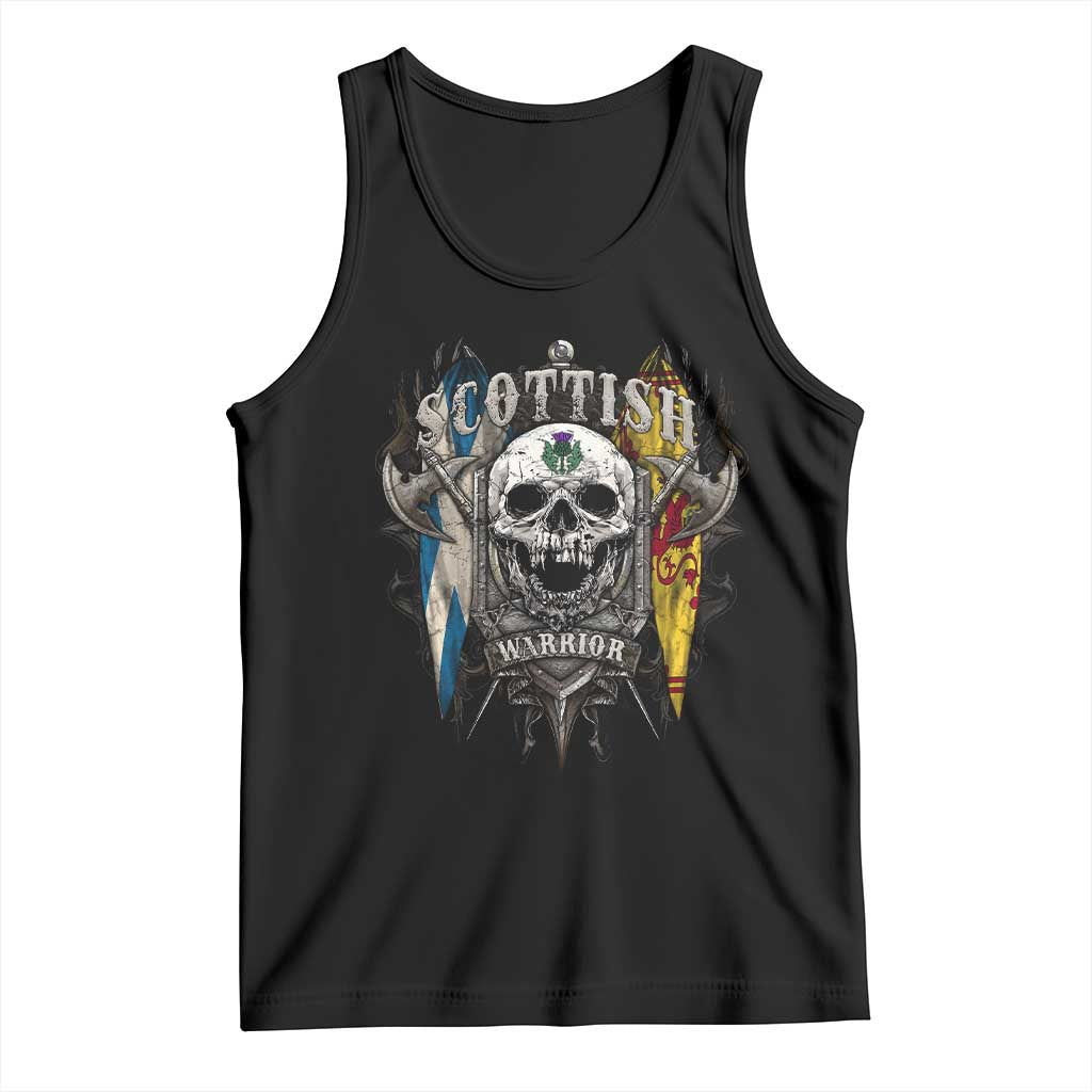 Scottish Warrior Tank Top Vintage Skull Celtic Cross Scottish Lion Rampant Flag