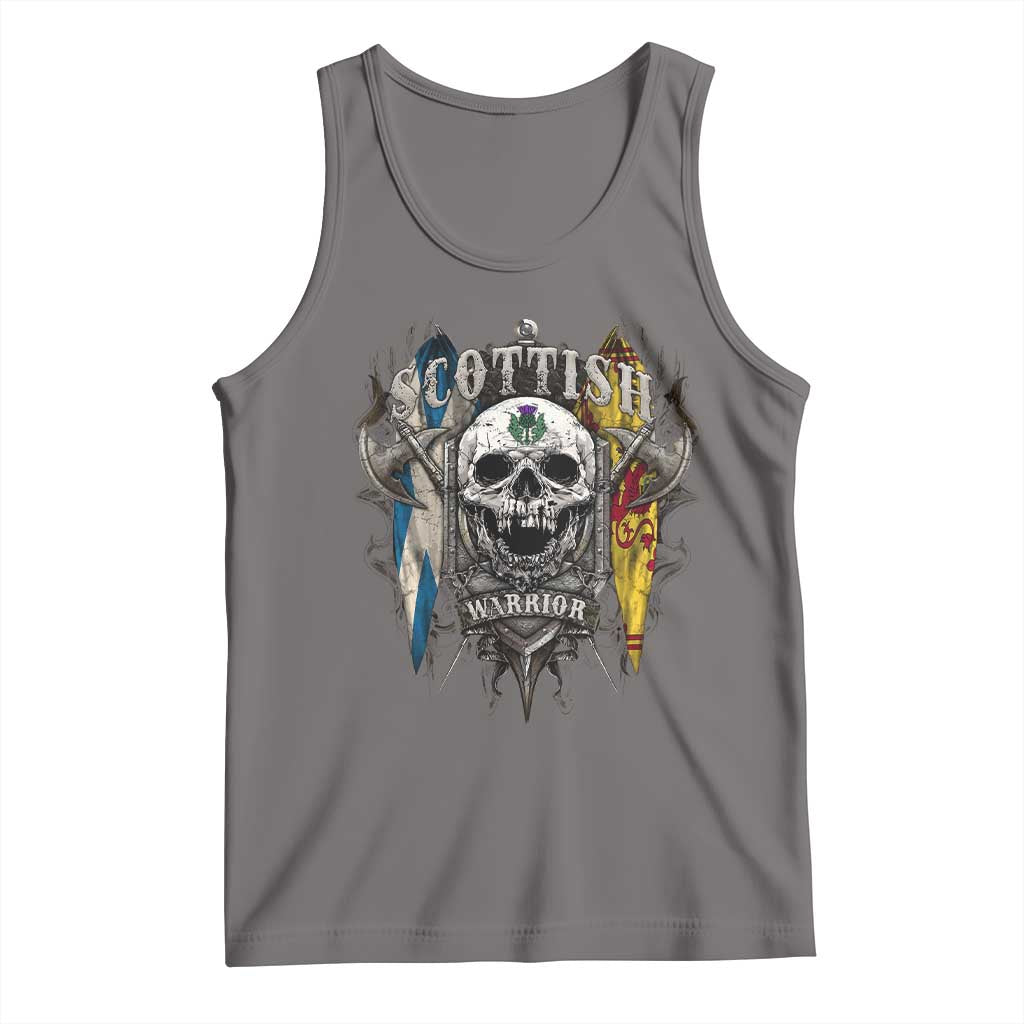 Scottish Warrior Tank Top Vintage Skull Celtic Cross Scottish Lion Rampant Flag