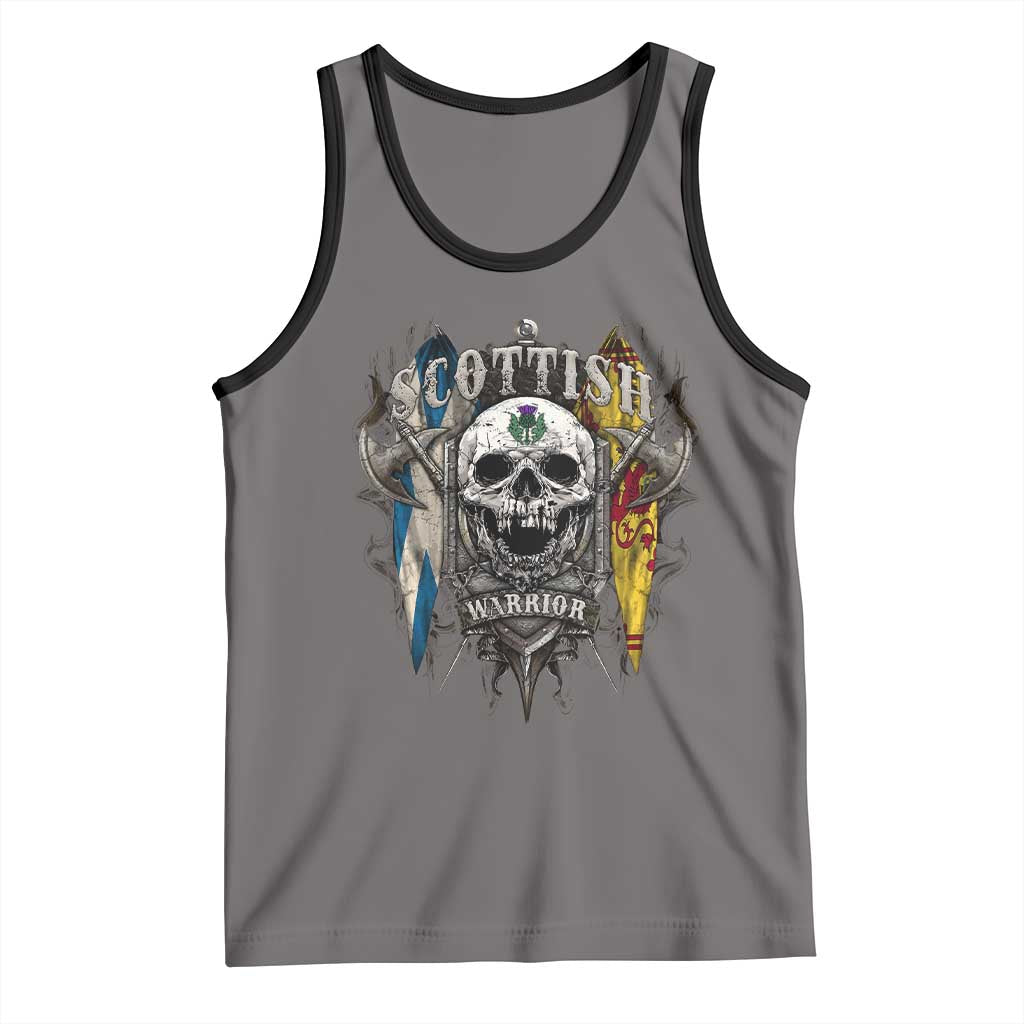Scottish Warrior Tank Top Vintage Skull Celtic Cross Scottish Lion Rampant Flag