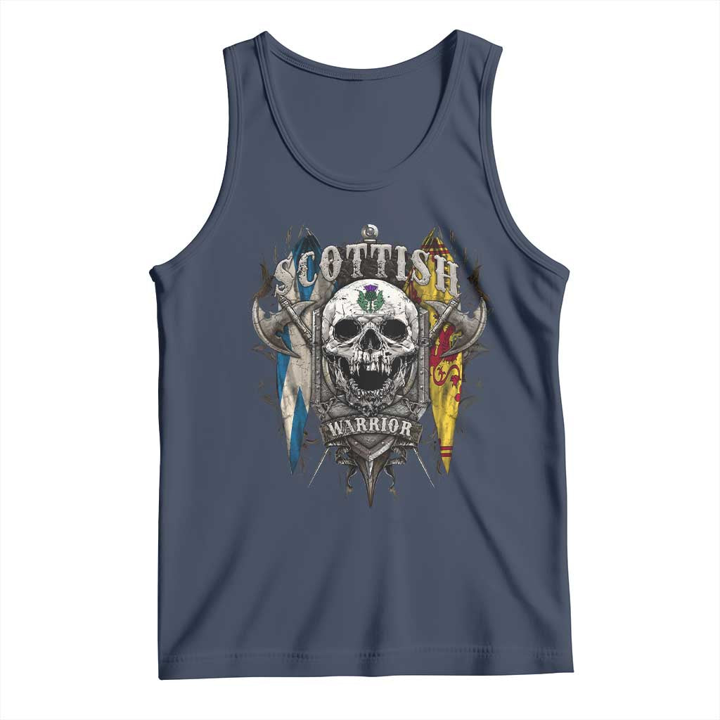 Scottish Warrior Tank Top Vintage Skull Celtic Cross Scottish Lion Rampant Flag