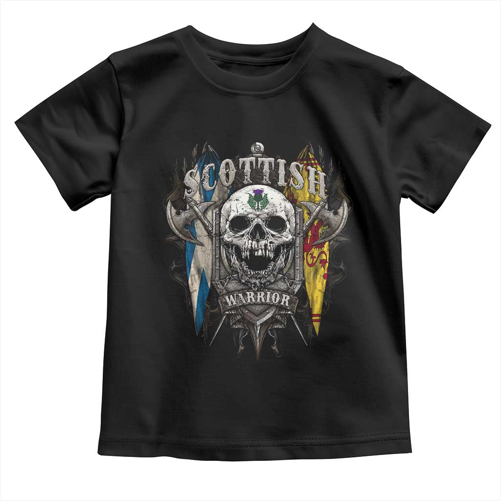 Scottish Warrior Toddler T Shirt Vintage Skull Celtic Cross Scottish Lion Rampant Flag