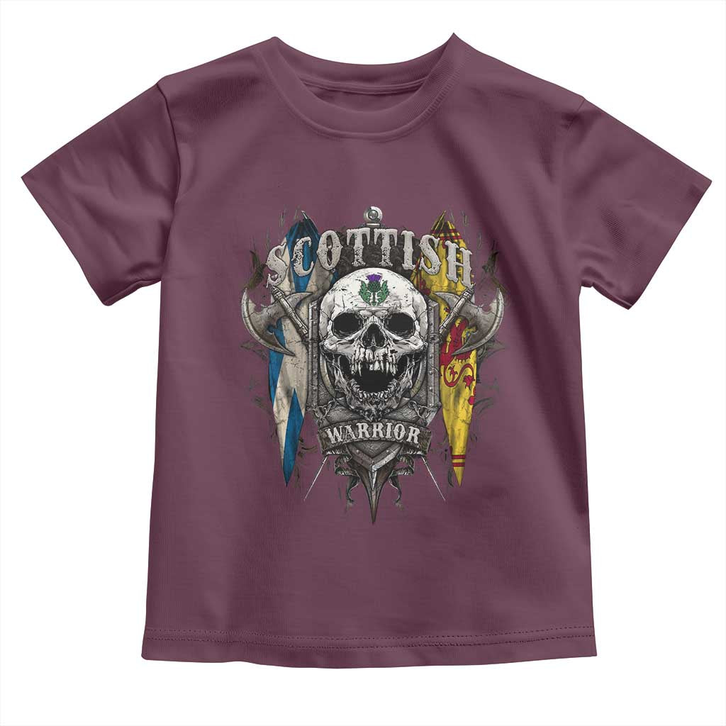 Scottish Warrior Toddler T Shirt Vintage Skull Celtic Cross Scottish Lion Rampant Flag
