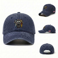 Scottish Warrior Washed Cotton Baseball Cap Vintage Skull Celtic Cross Scottish Lion Rampant Flag