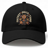 Funny Foxtrot Delta Tango Baseball Cap Vintage Floral Retro Groovy