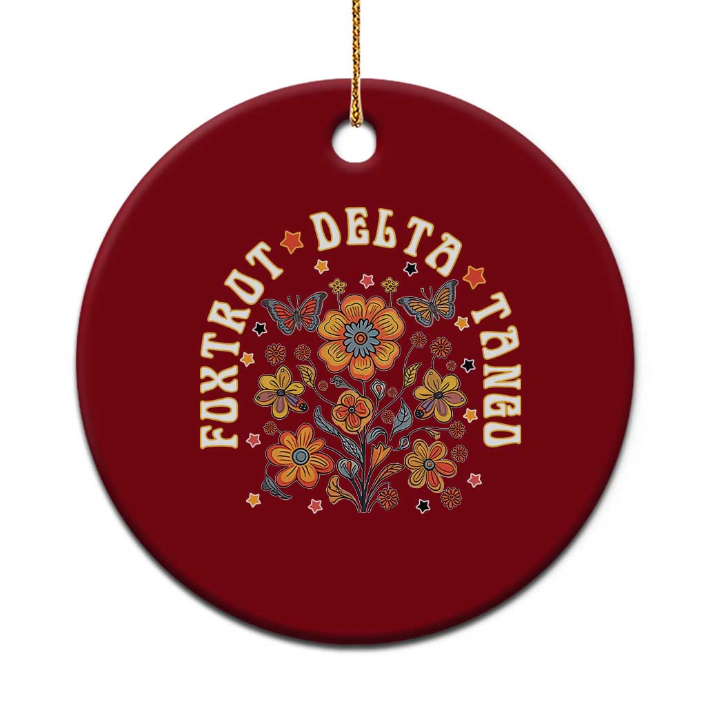 Funny Foxtrot Delta Tango Ceramic Ornament Vintage Floral Retro Groovy - Wonder Print Shop