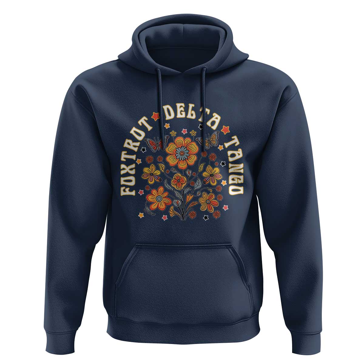 Funny Foxtrot Delta Tango Hoodie Vintage Floral Retro Groovy