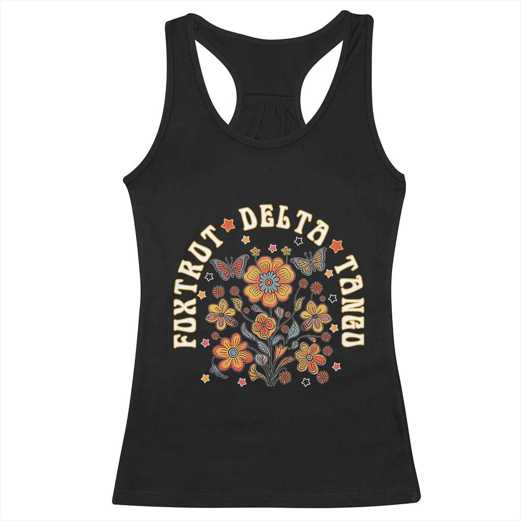 Funny Foxtrot Delta Tango Racerback Tank Top Vintage Floral Retro Groovy