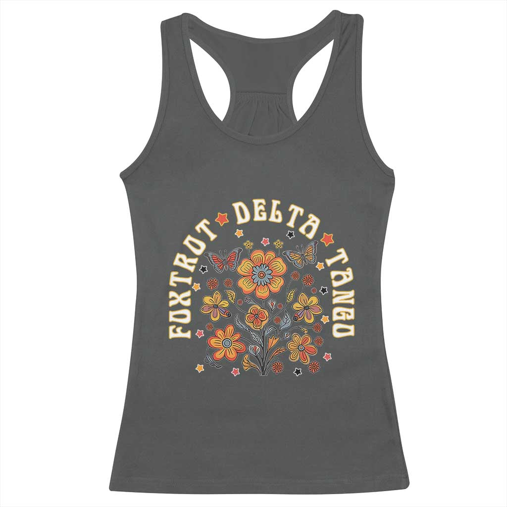 Funny Foxtrot Delta Tango Racerback Tank Top Vintage Floral Retro Groovy