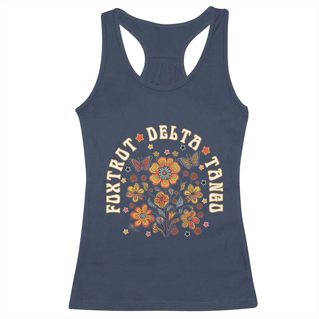 Funny Foxtrot Delta Tango Racerback Tank Top Vintage Floral Retro Groovy