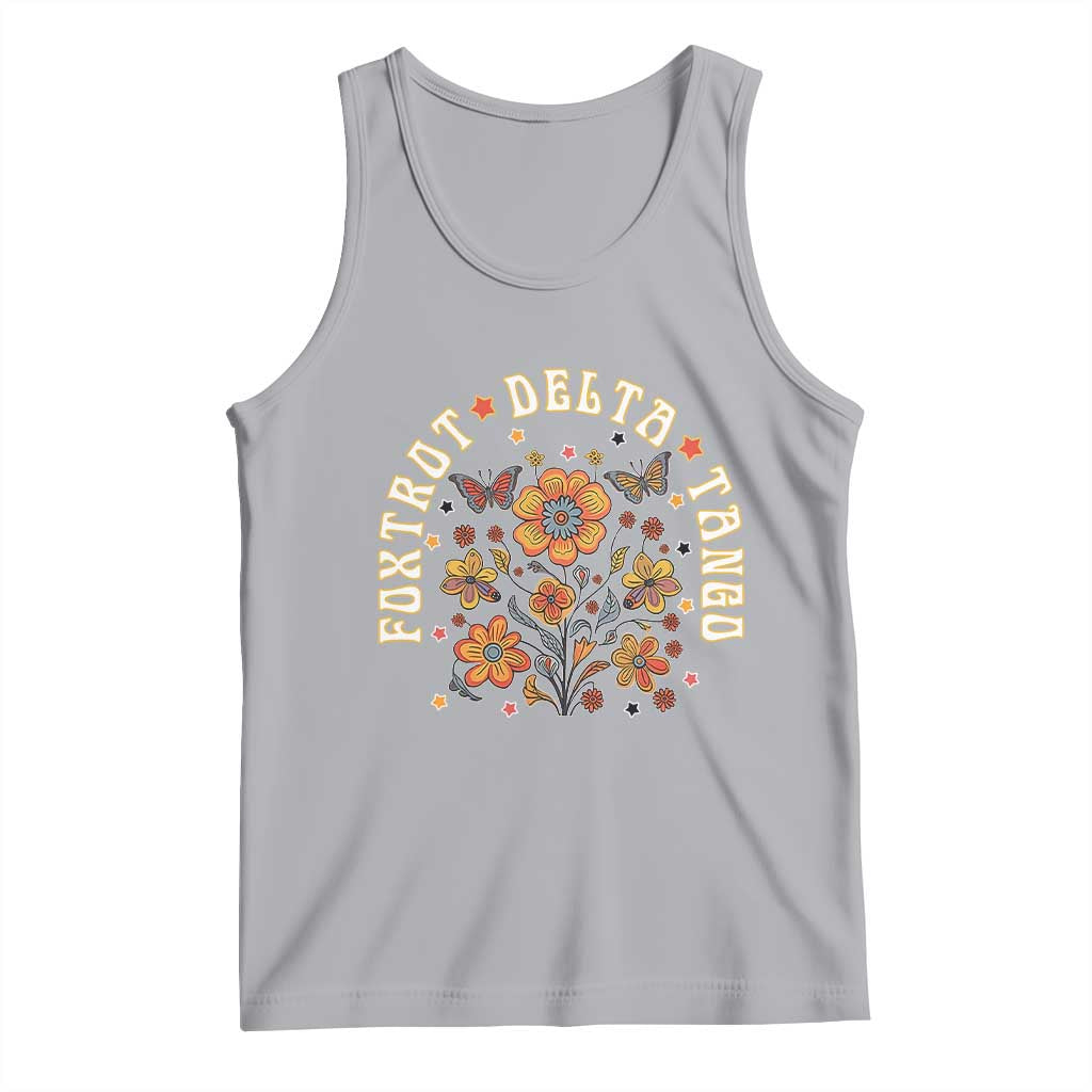 Funny Foxtrot Delta Tango Tank Top Vintage Floral Retro Groovy