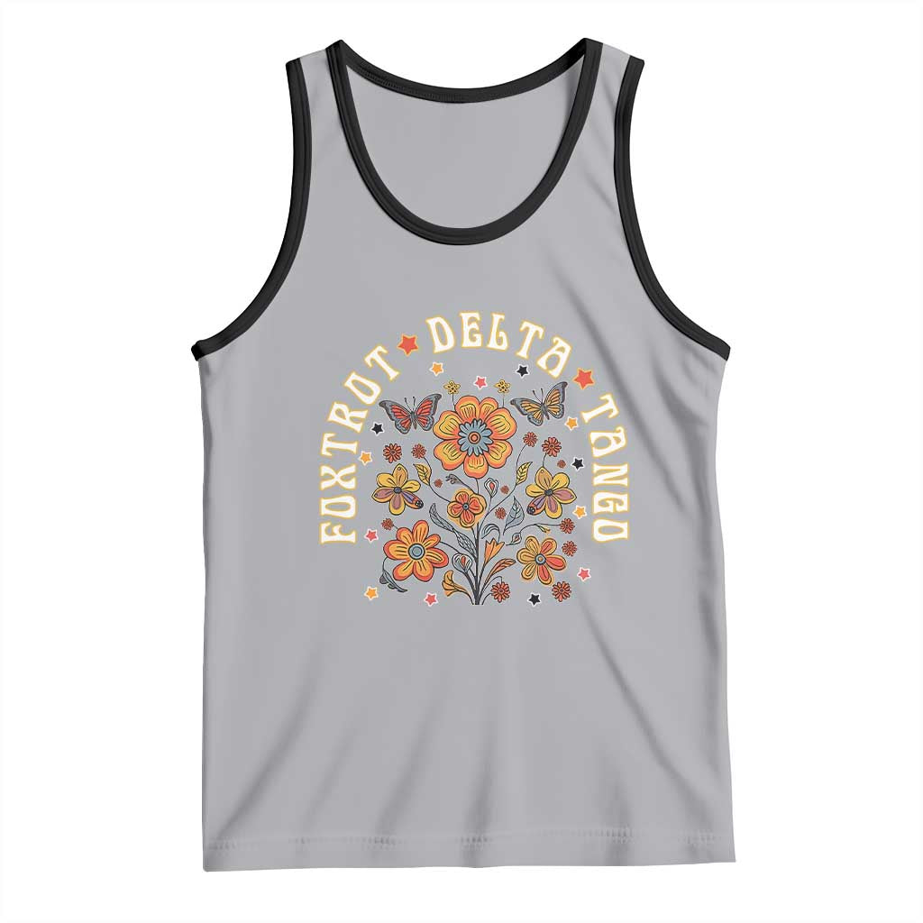 Funny Foxtrot Delta Tango Tank Top Vintage Floral Retro Groovy