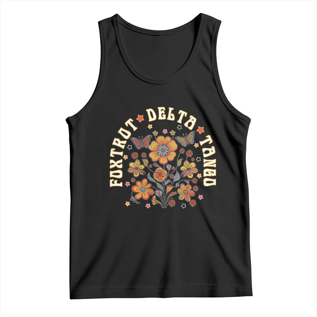 Funny Foxtrot Delta Tango Tank Top Vintage Floral Retro Groovy