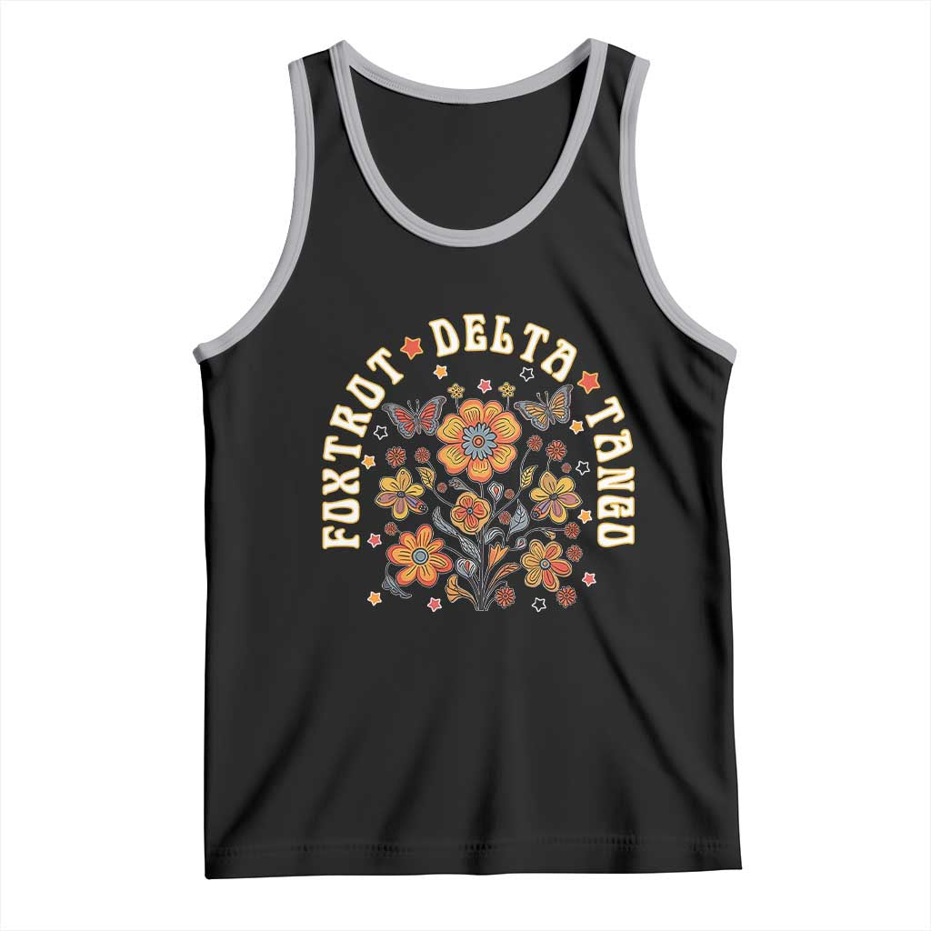 Funny Foxtrot Delta Tango Tank Top Vintage Floral Retro Groovy