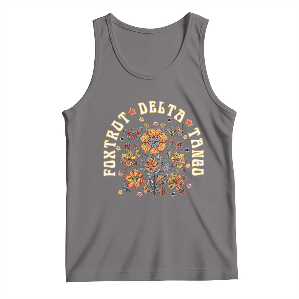 Funny Foxtrot Delta Tango Tank Top Vintage Floral Retro Groovy