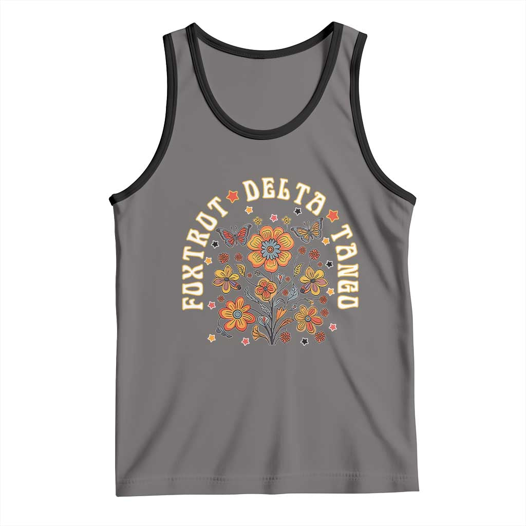 Funny Foxtrot Delta Tango Tank Top Vintage Floral Retro Groovy