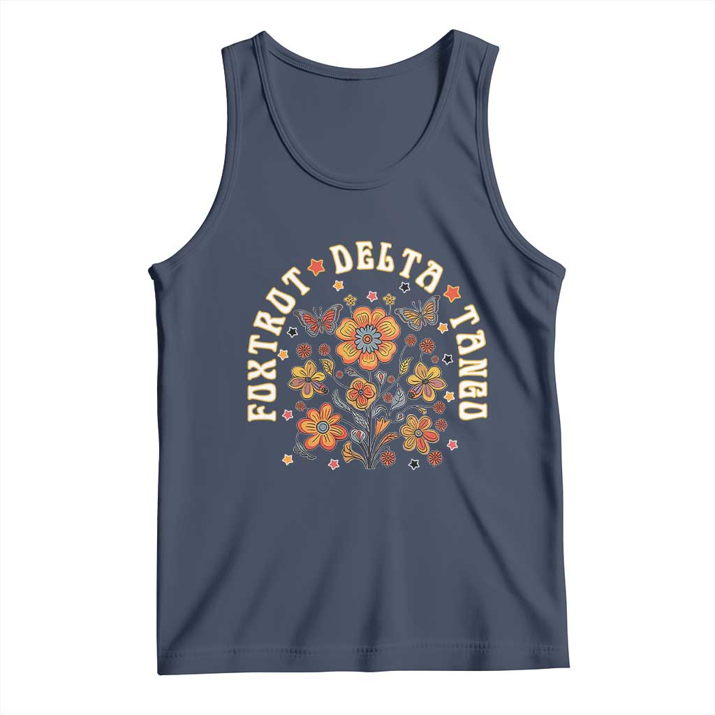 Funny Foxtrot Delta Tango Tank Top Vintage Floral Retro Groovy