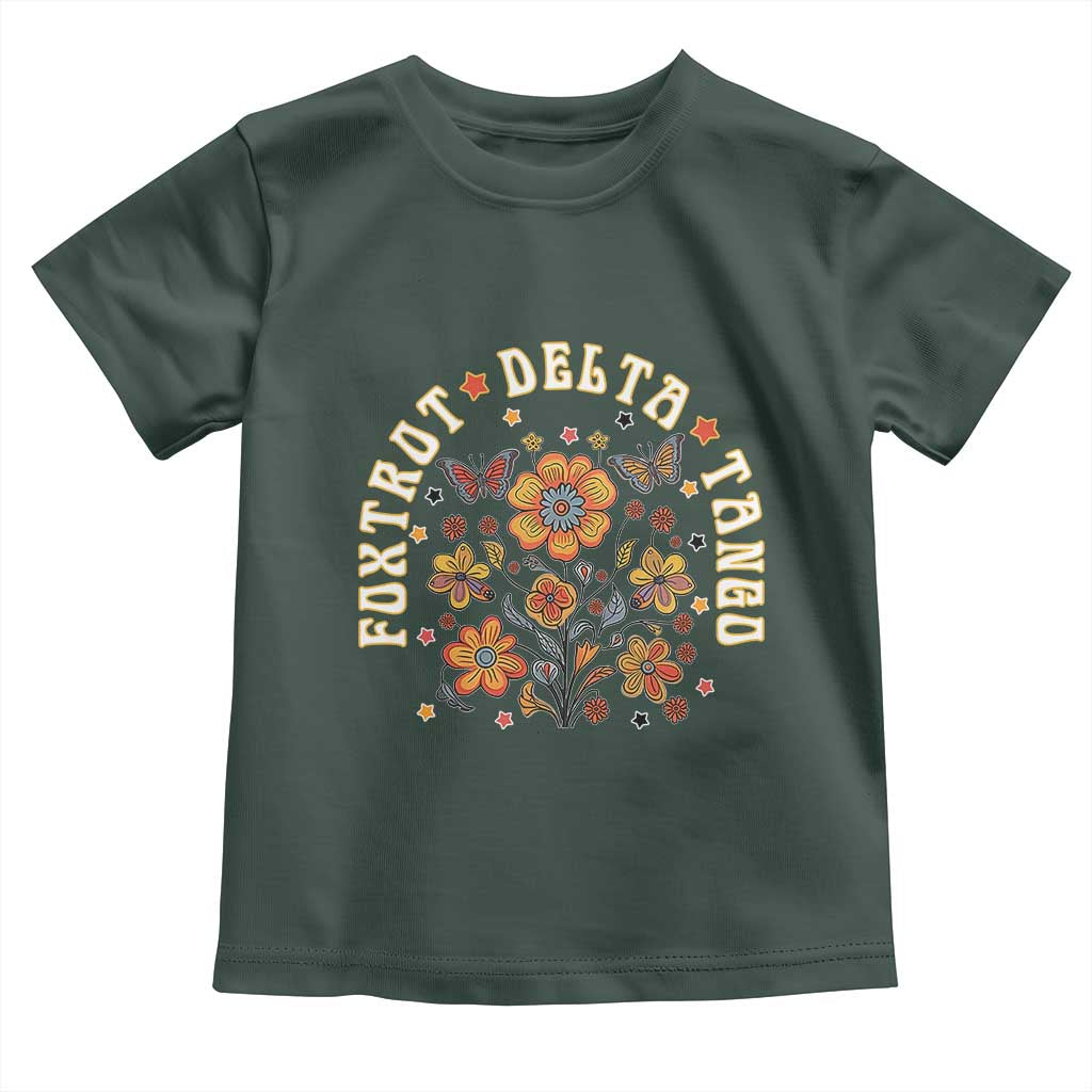 Funny Foxtrot Delta Tango Toddler T Shirt Vintage Floral Retro Groovy