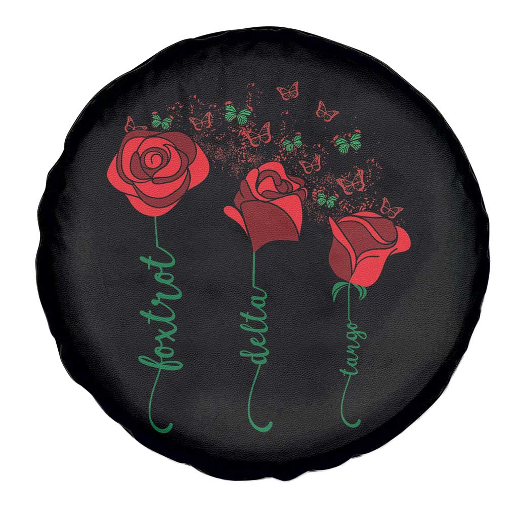 Funny Foxtrot Delta Tango Spare Tire Cover Vintage Rose Flowers Butterfly