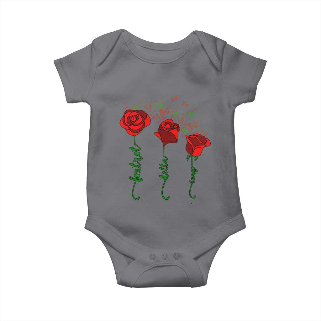 Funny Foxtrot Delta Tango Baby Onesie Vintage Rose Flowers Butterfly