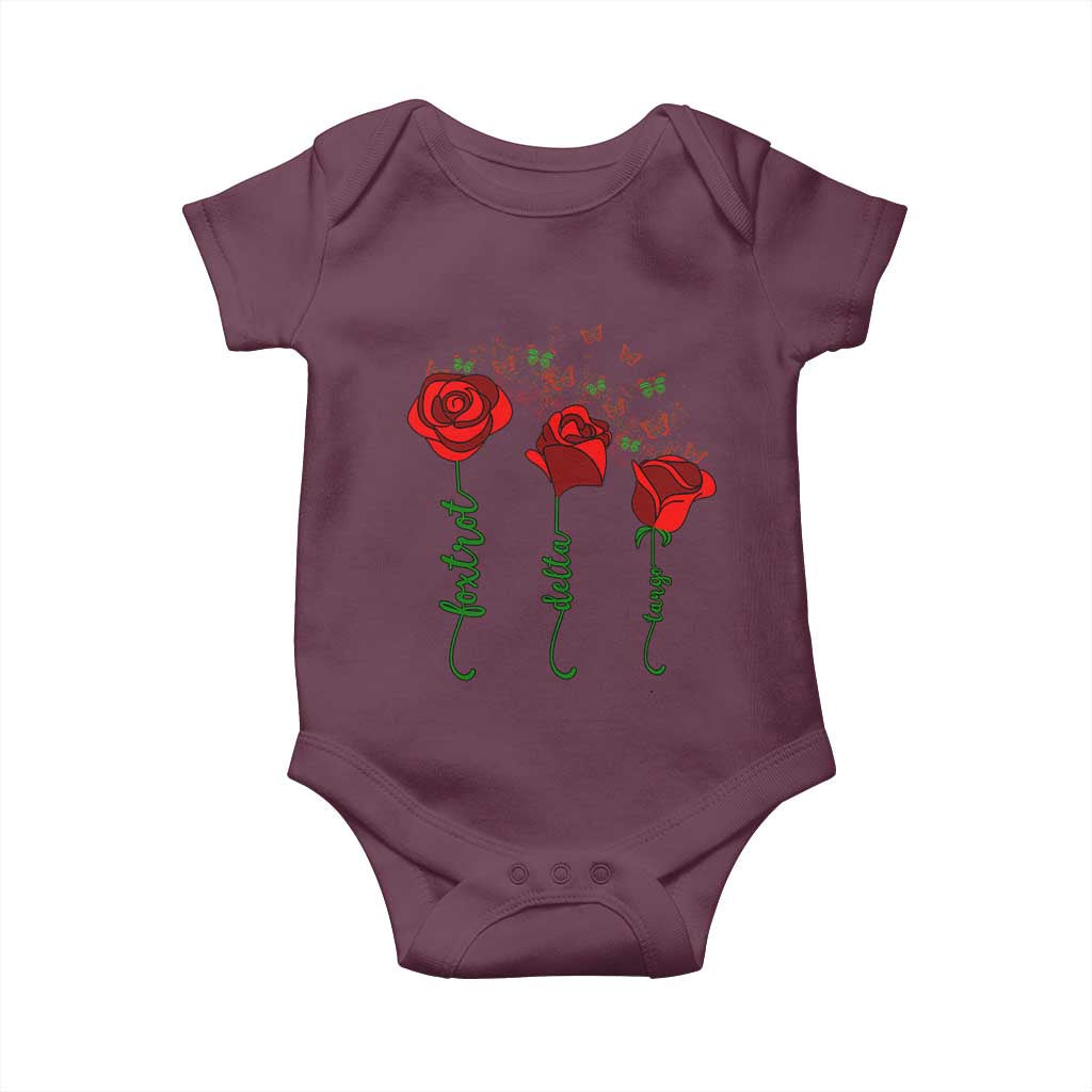 Funny Foxtrot Delta Tango Baby Onesie Vintage Rose Flowers Butterfly