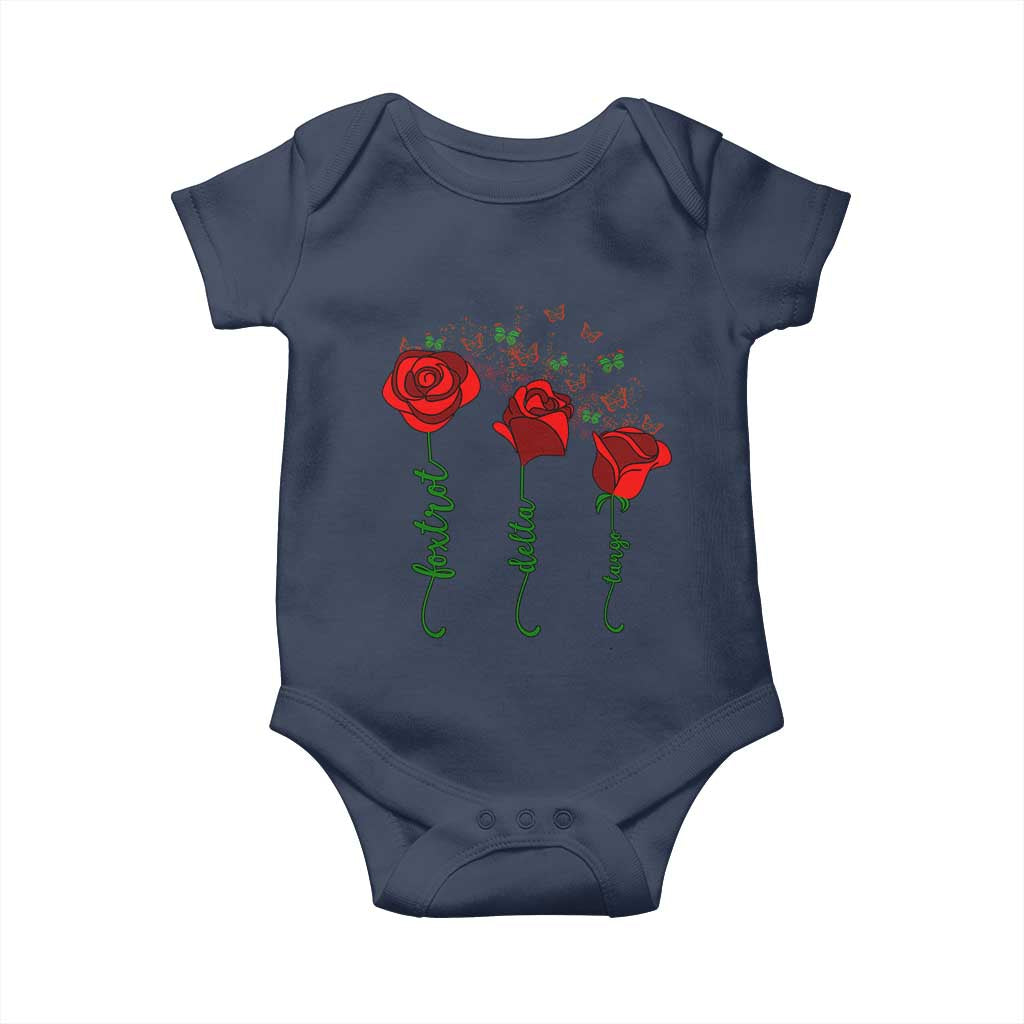 Funny Foxtrot Delta Tango Baby Onesie Vintage Rose Flowers Butterfly